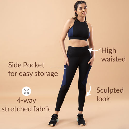 Nykd All Day High rise Color Block Breathable Leggings-NYK029-Peacoat+ –  Nykd by Nykaa