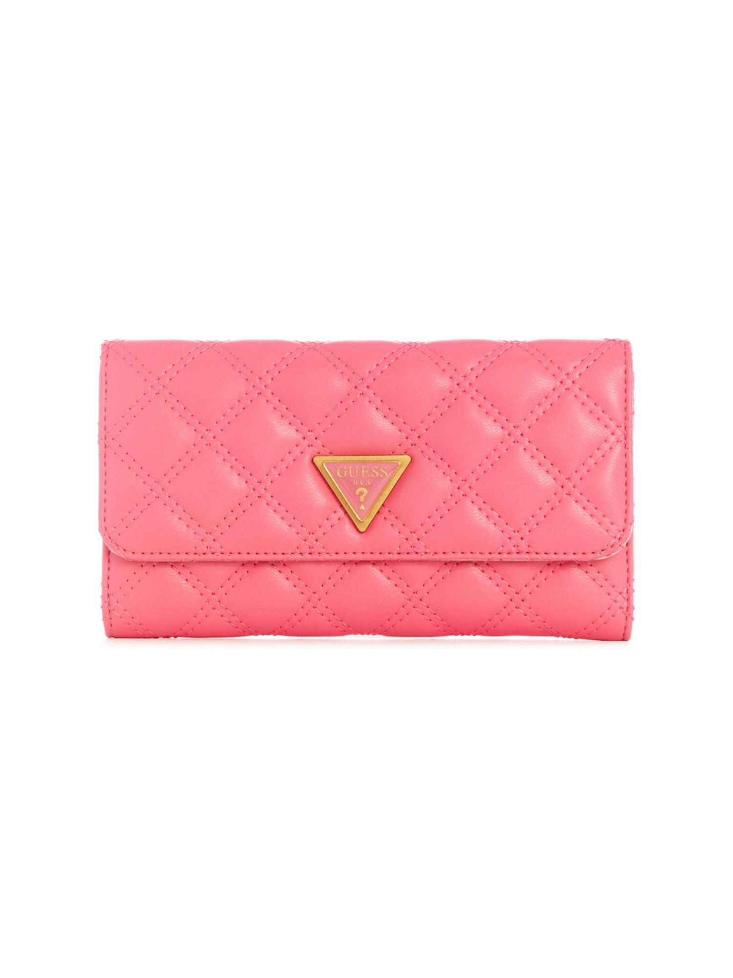 Guess Women Quilted Pink Giully Trifold Wallet
