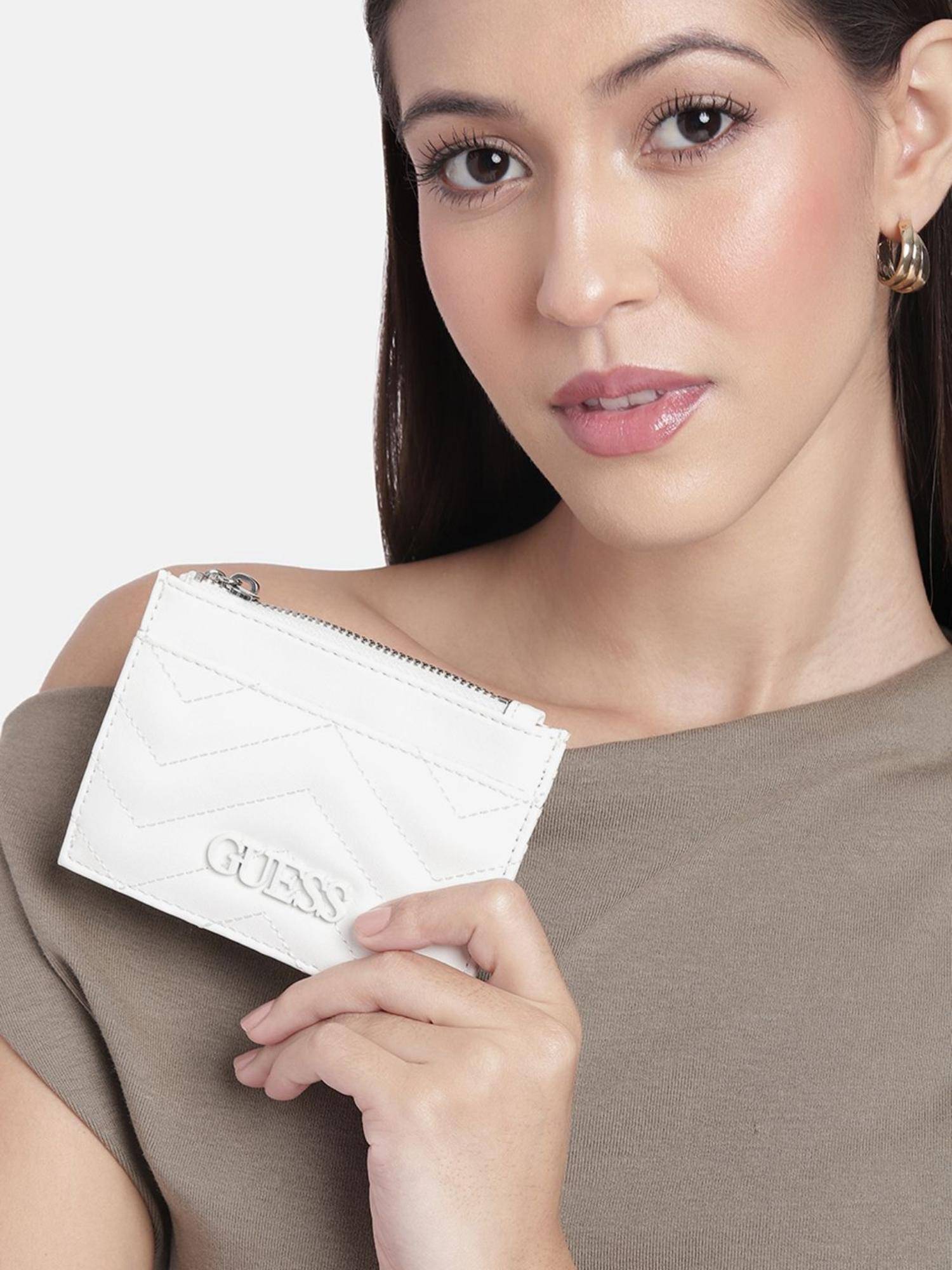 Guess Women Quilted White Lockhart Card Case