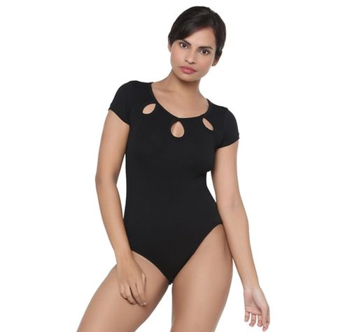 CUT-OUT BODYSUIT TOP - Black