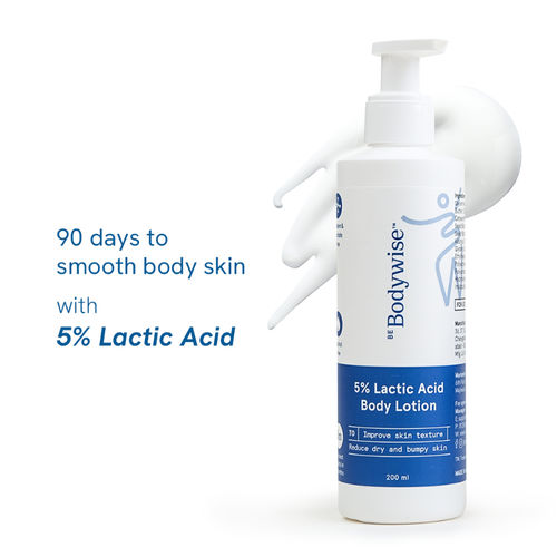 Be Bodywise 5% Lactic Acid Body Lotion - For 24H Moisturization, Improved Skin Texture, Smooth Skin
