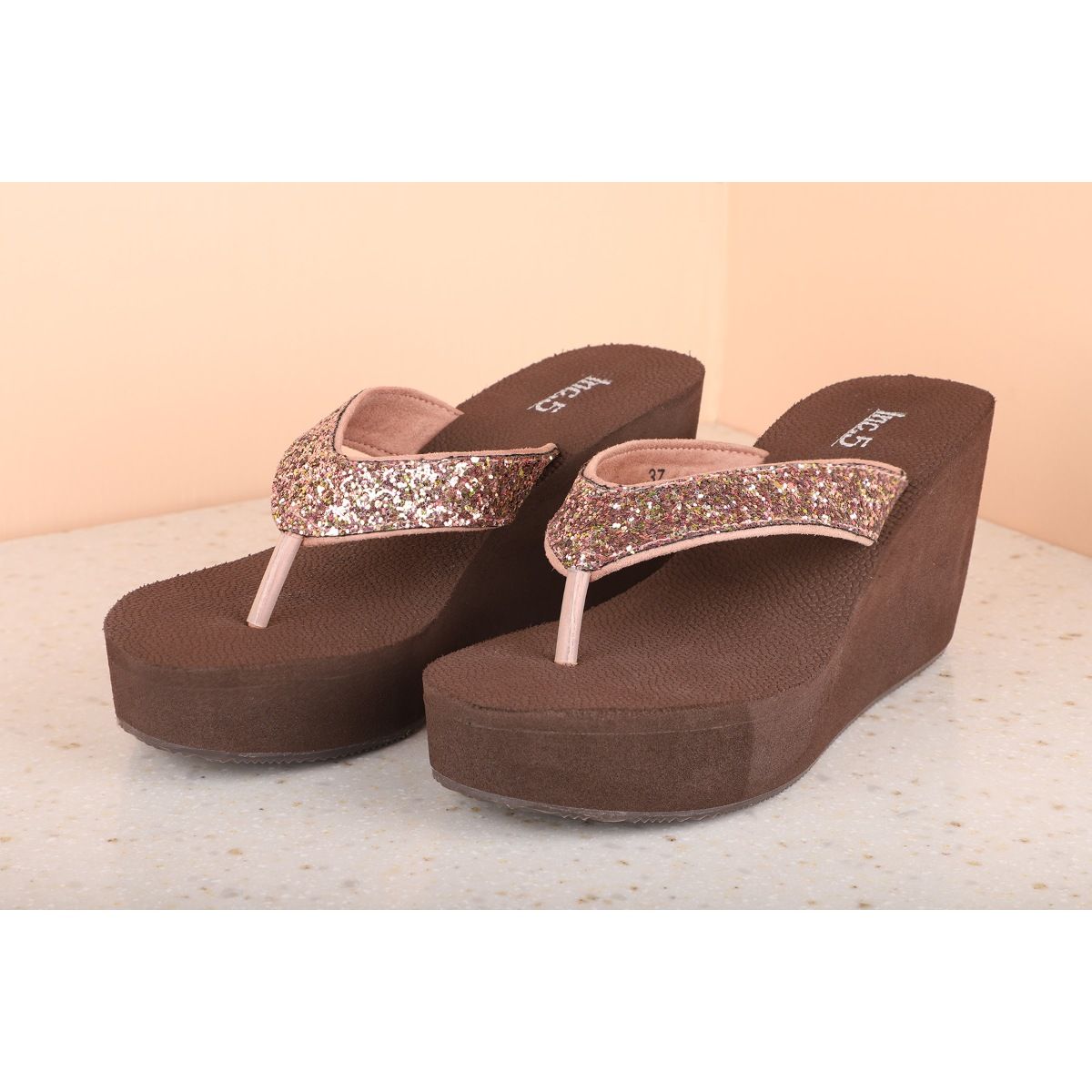 Buy Inc.5 Embellished Rose Gold Wedges Online