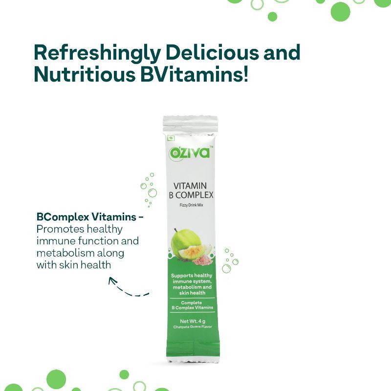 Oziva Vitamin B Complex Fizzy Drink Mix For Holistic Health Guava