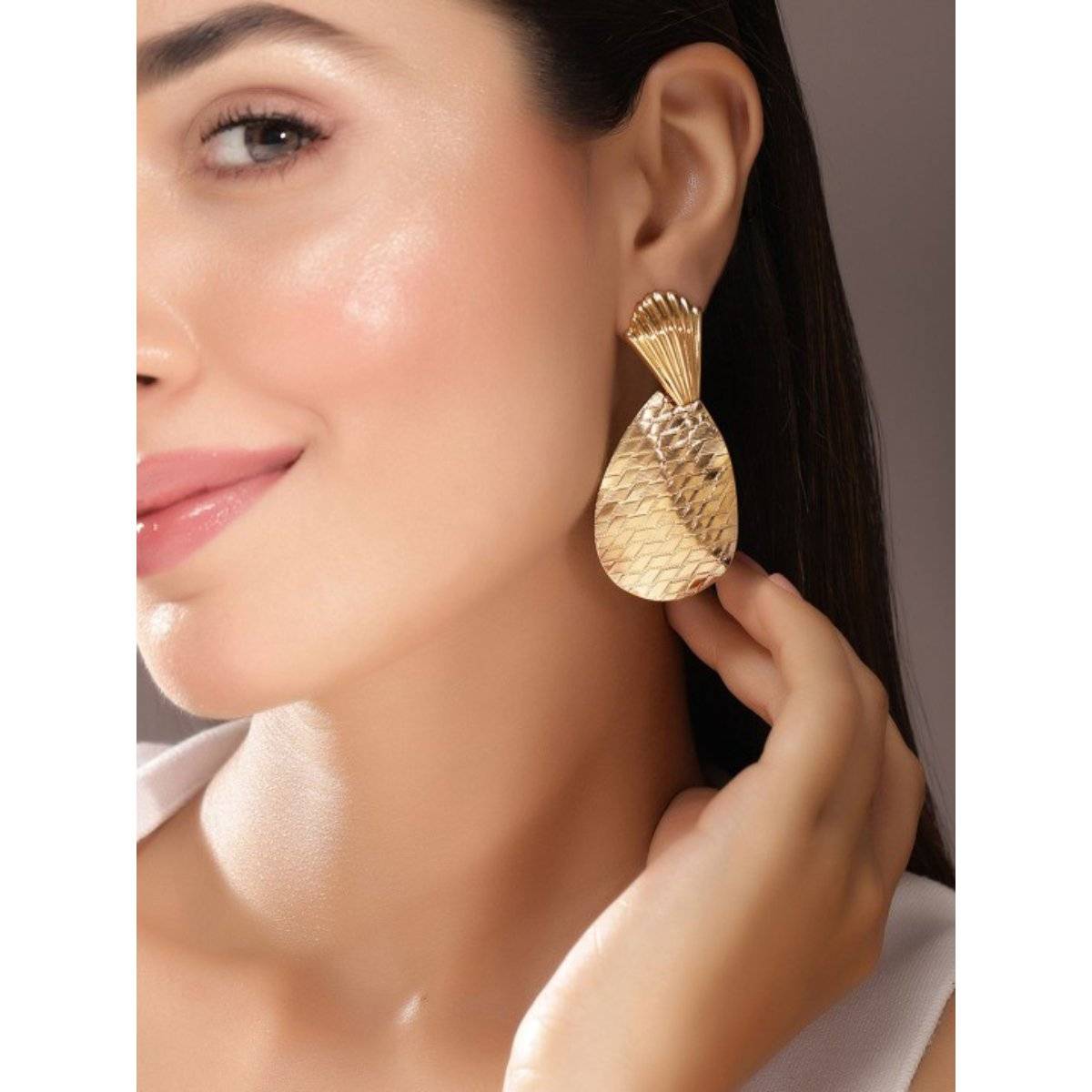 Priyaasi Gold Plated Brass Solid Drop Earrings