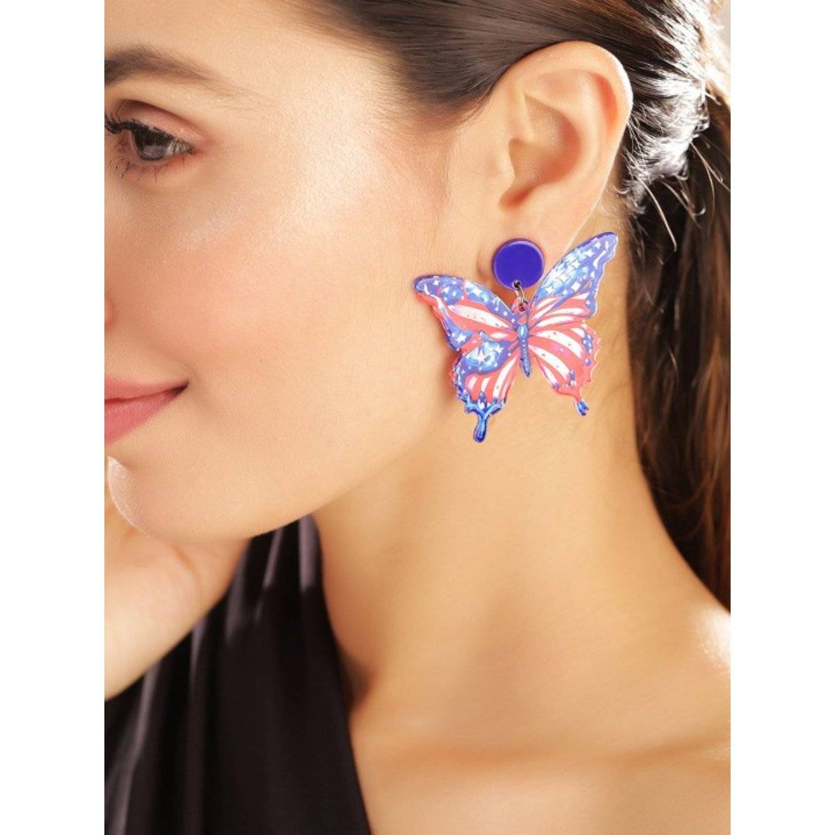 Priyaasi Blue Butterfly Drop Earrings
