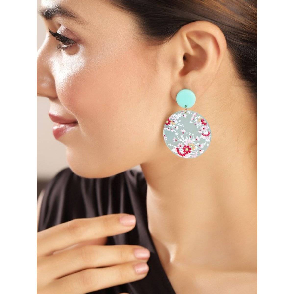 Priyaasi Blue Floral Drop Earrings