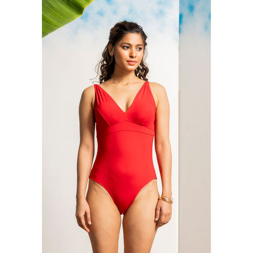 Buy Erotissch Women Red Solid Monokini Swimwear Online