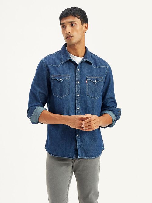 Buy Levi's Blue Mens Solid Regular Fit Denim Shirt Online