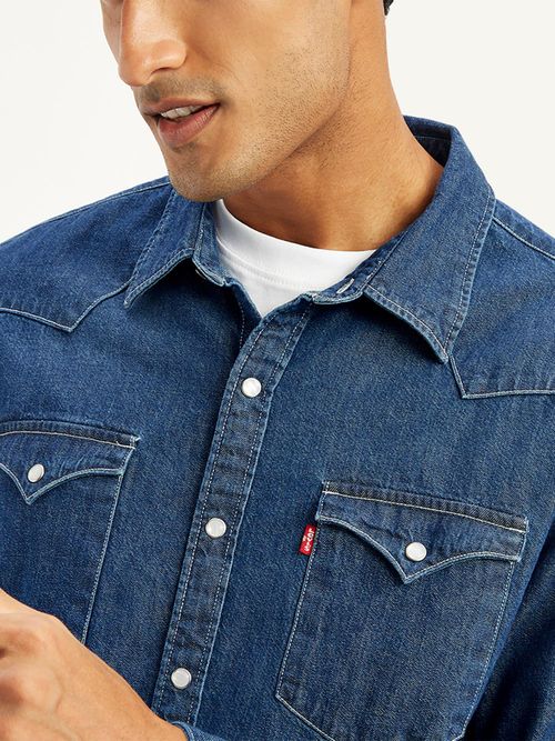 Buy Levi's Blue Mens Solid Regular Fit Denim Shirt Online