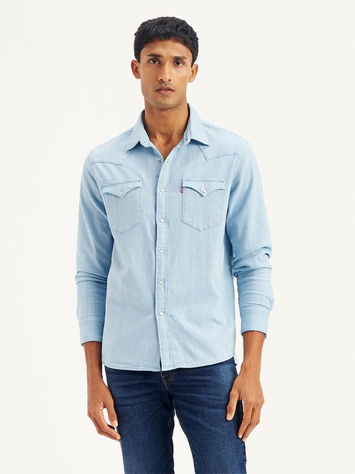Buy Levi's Blue Mens Solid Regular Fit Denim Shirt Online