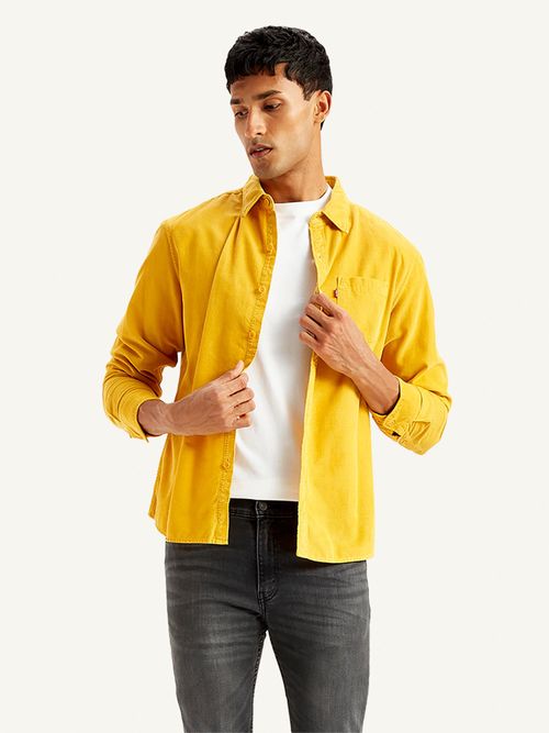 Levi's Yellow Mens Solid Slim Fit Shirt