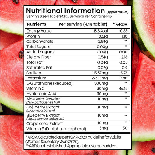 Plix Glutathione Skin Tablets With L-Glutathione & Vitamin C - Watermelon