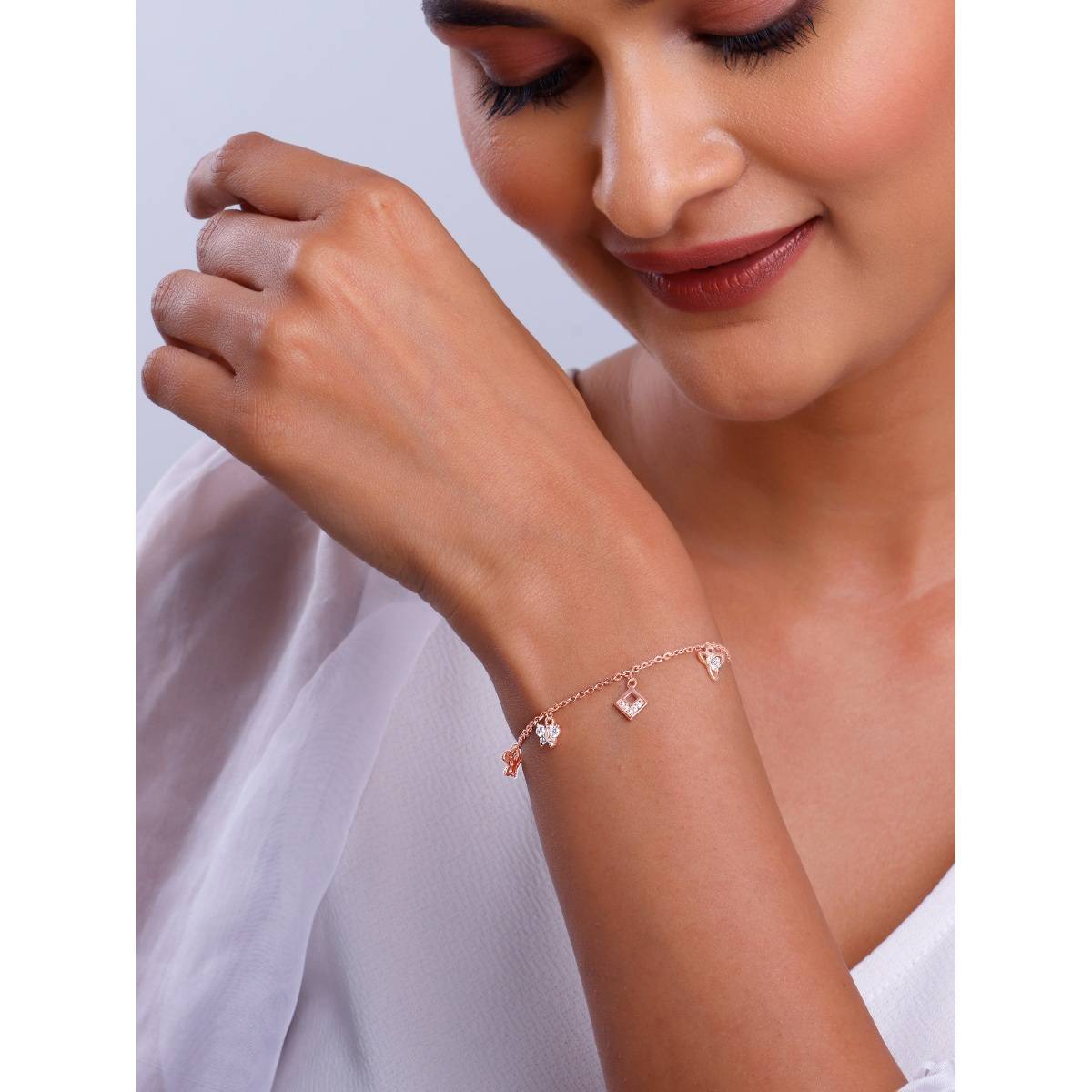 GIVA 925 Silver Women Rose Gold Charming Dreams Adjustable Bracelet