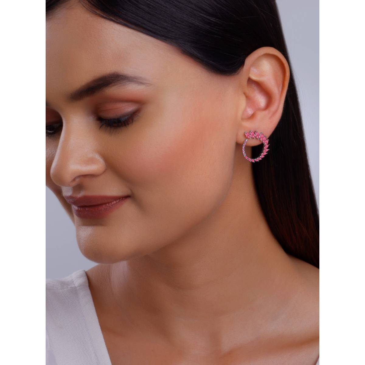 GIVA 925 Silver Women Radiant Pink Sphere Drop Earrings