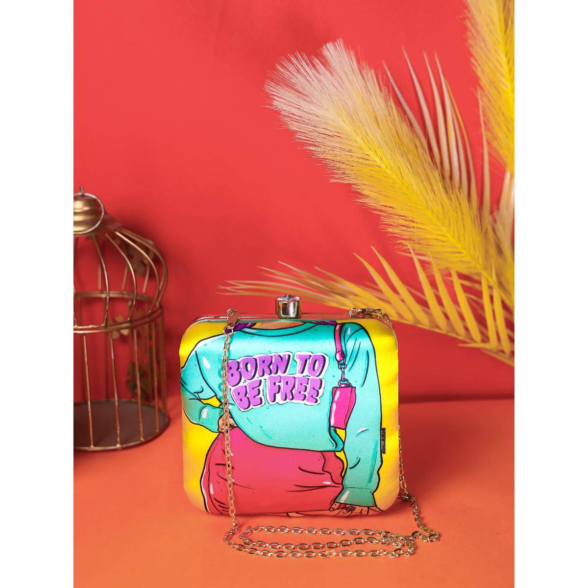 SWISNI Blue Printed Digital Clutch Bag