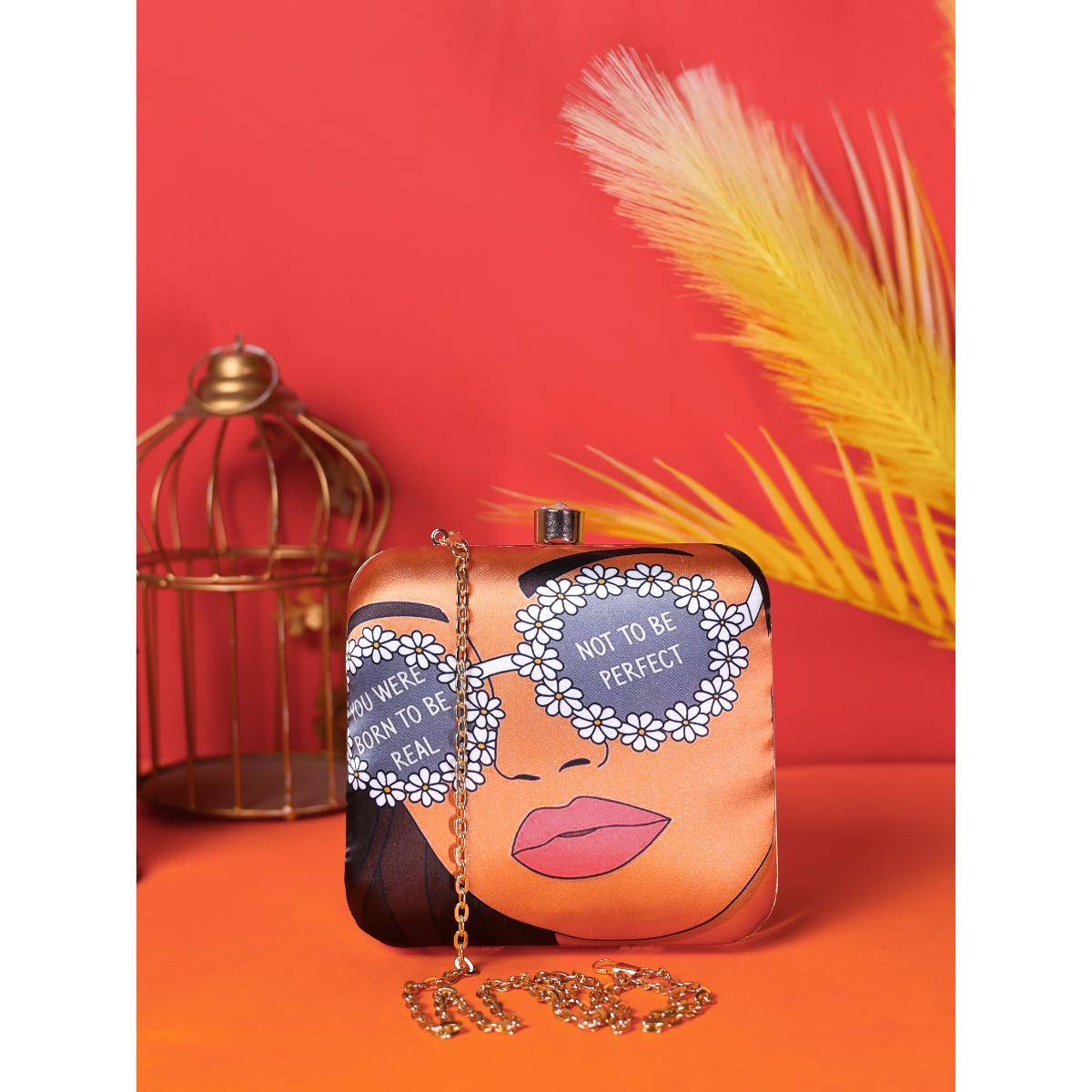 SWISNI Multi-Color Printed Digital Clutch Bag
