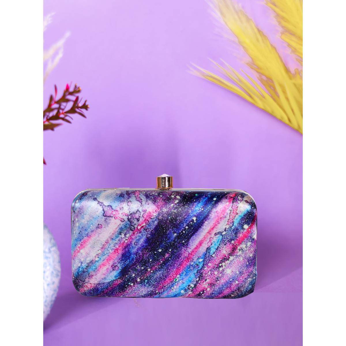 SWISNI Multi-Color Printed Digital Clutch Bag