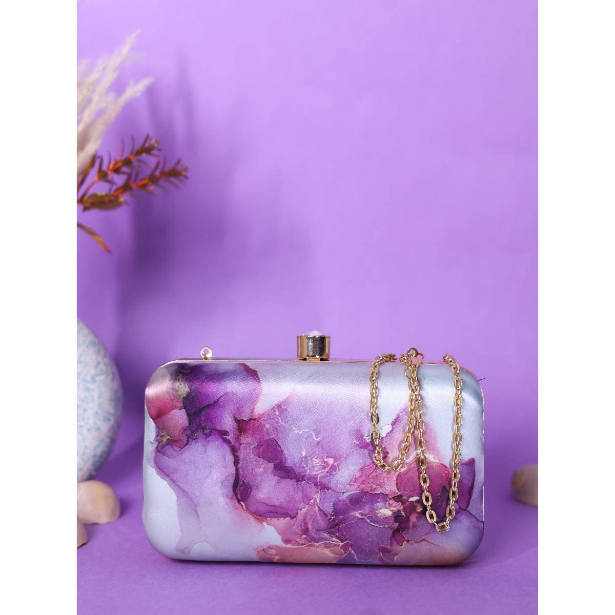 SWISNI Multi-Color Marble Digital Printed Clutch