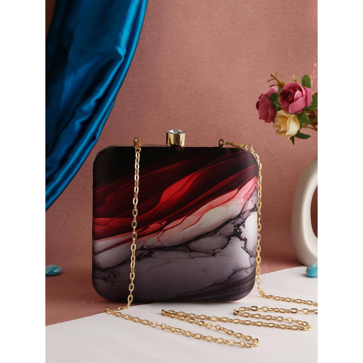 SWISNI Multi-Color Abstract Digital Printed Clutch Bag