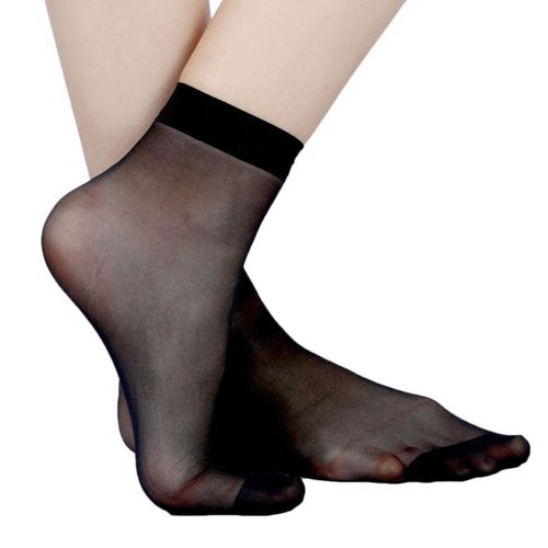 NEXT2SKIN Women's Nylon Ankle Length Transparent Socks Black (Pack of 4)