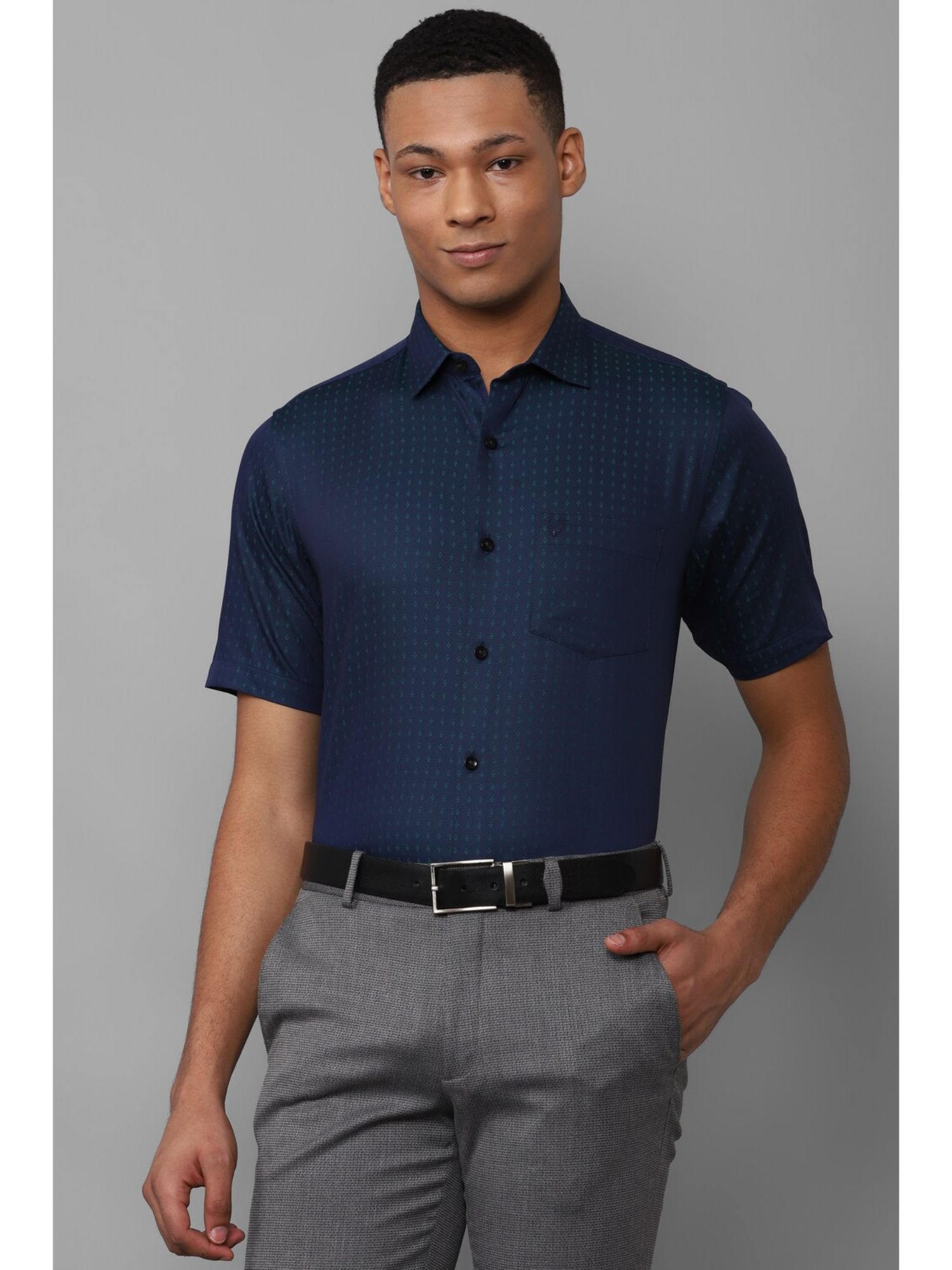 YOKE | PRINTED HALF SLEEVES SHIRT NAVY