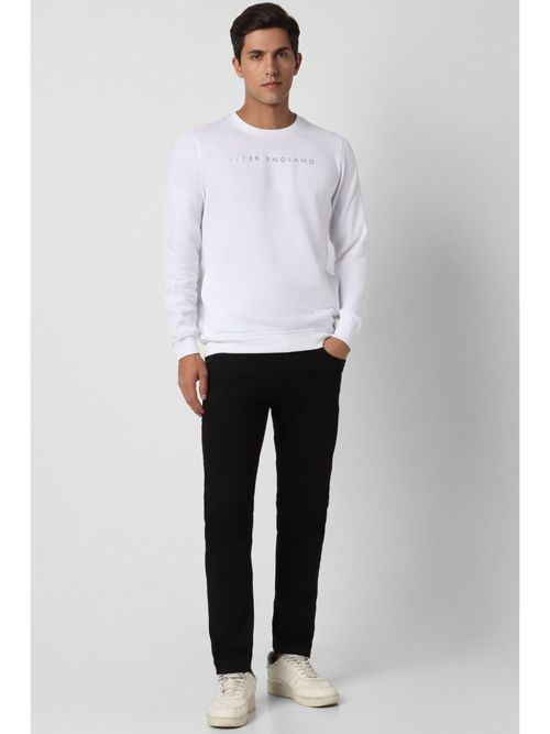 Buy Peter England Men White Solid Full Sleeves Sweatshirt Online