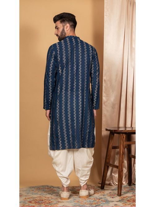 Royal Kurta Giacca Kurta Dhoti & Nehru da uomo in misto seta, Bianco