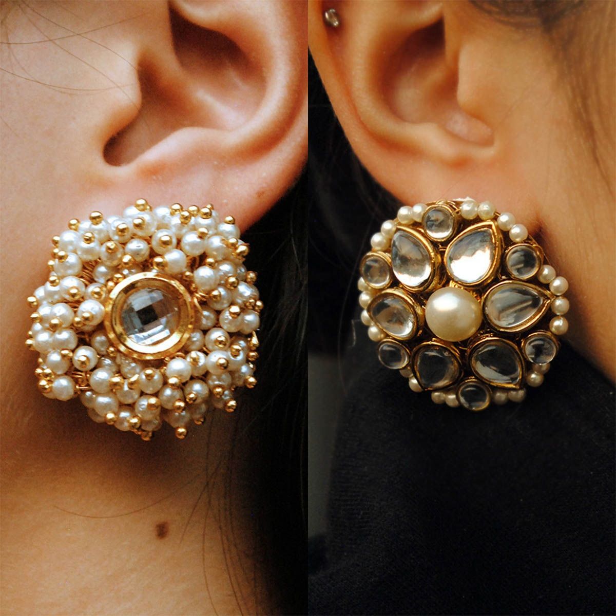 Kundan deals stud earrings