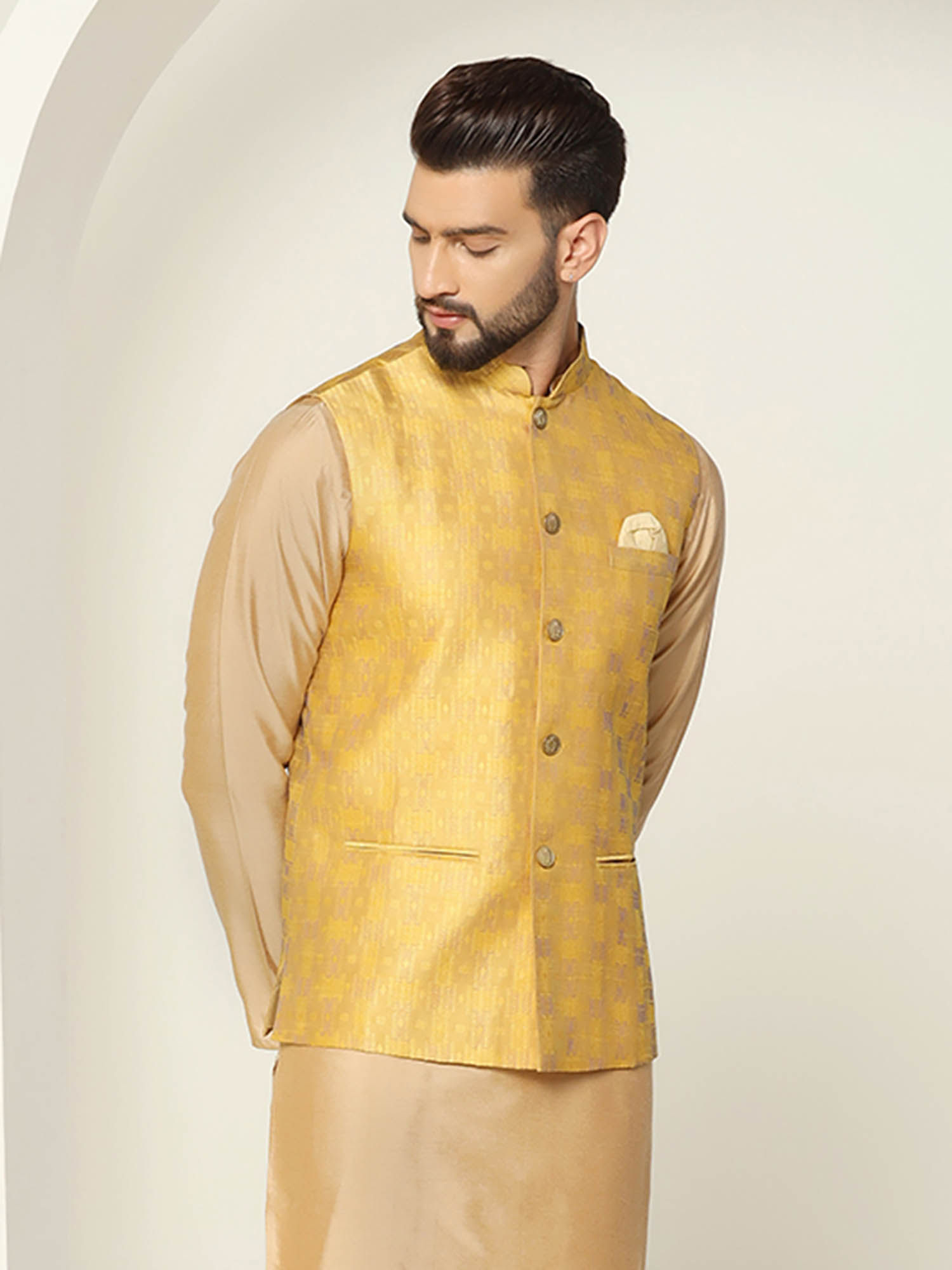 Buy KISAH Men Mustard Nehru Jacket Online