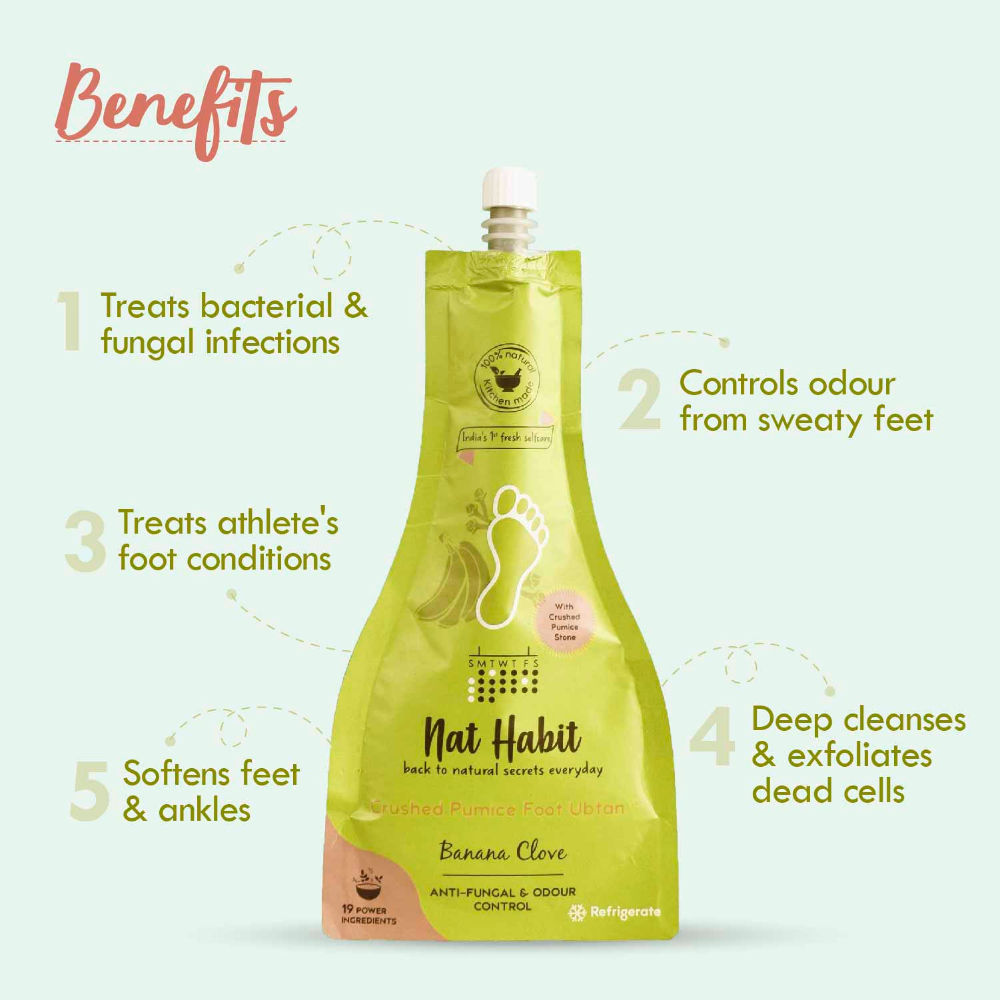 Buy Nat Habit Crushed Pumice Foot Ubtan & Foot Scrub Banana Clove Online