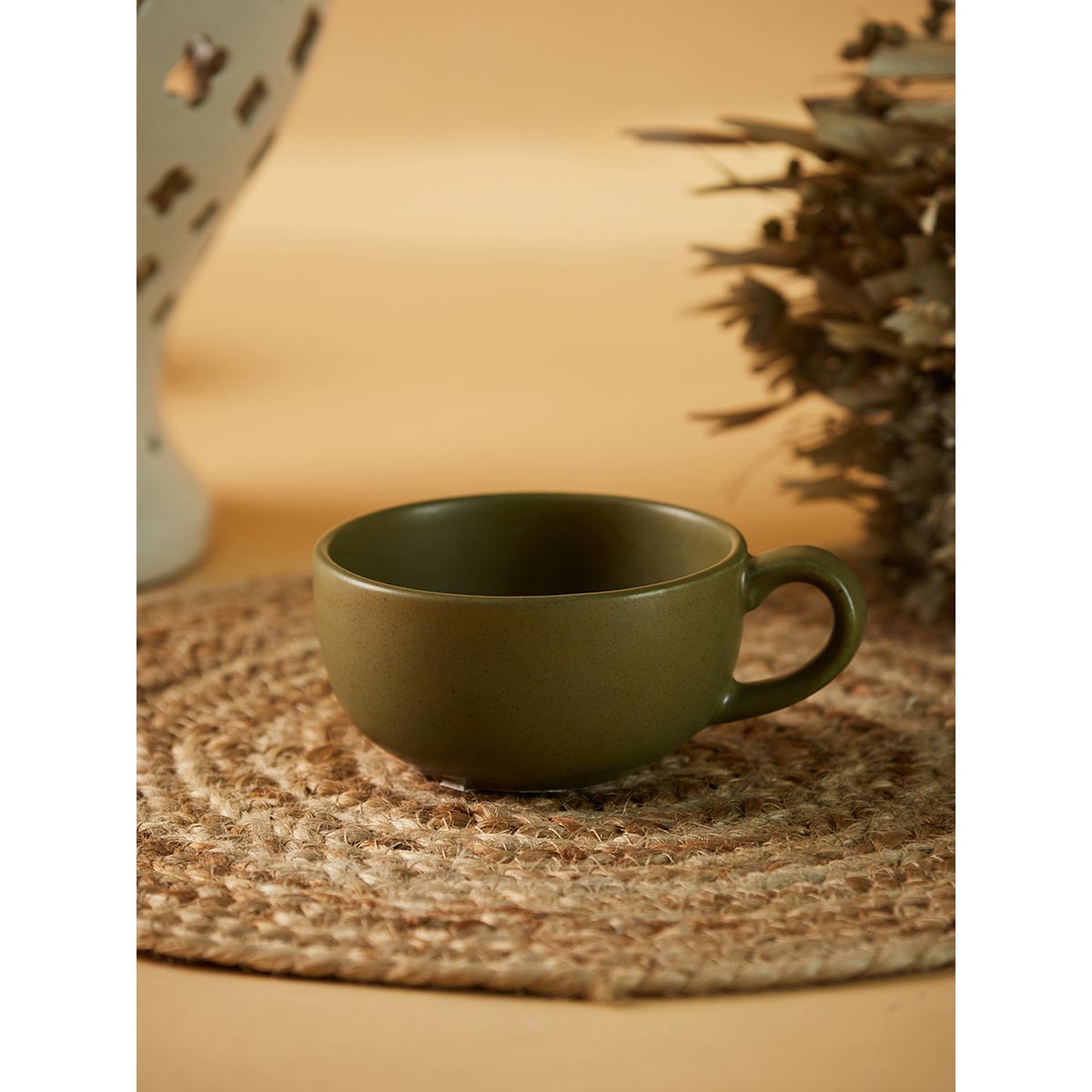 Buy Fabindia Maaya Ceramic Soup Bowl Green Online