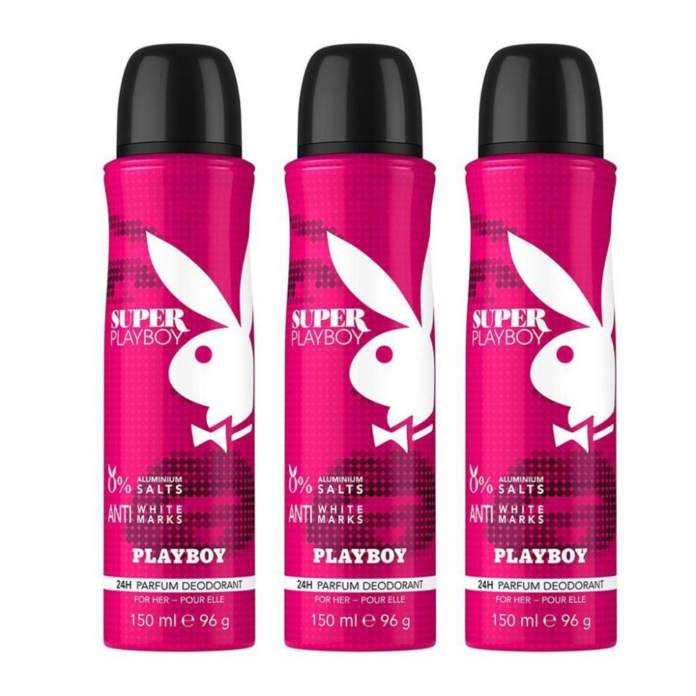Playboy Super Women Deodorant Spray (Pack Of 3): Buy Playboy Women (Pack Of 3) Online at Best Price in India | Nykaa