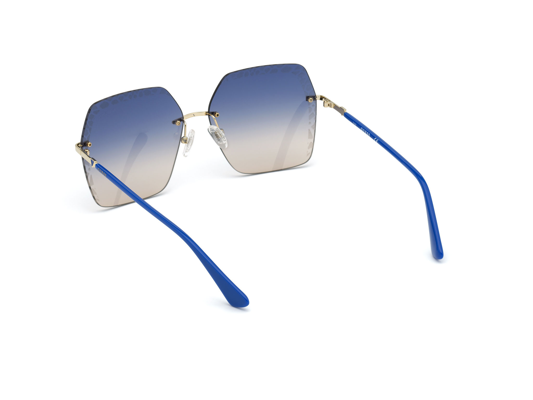 Guess Sunglasses Blue Frame With Blue Lens Shield Shape Women Sunglass