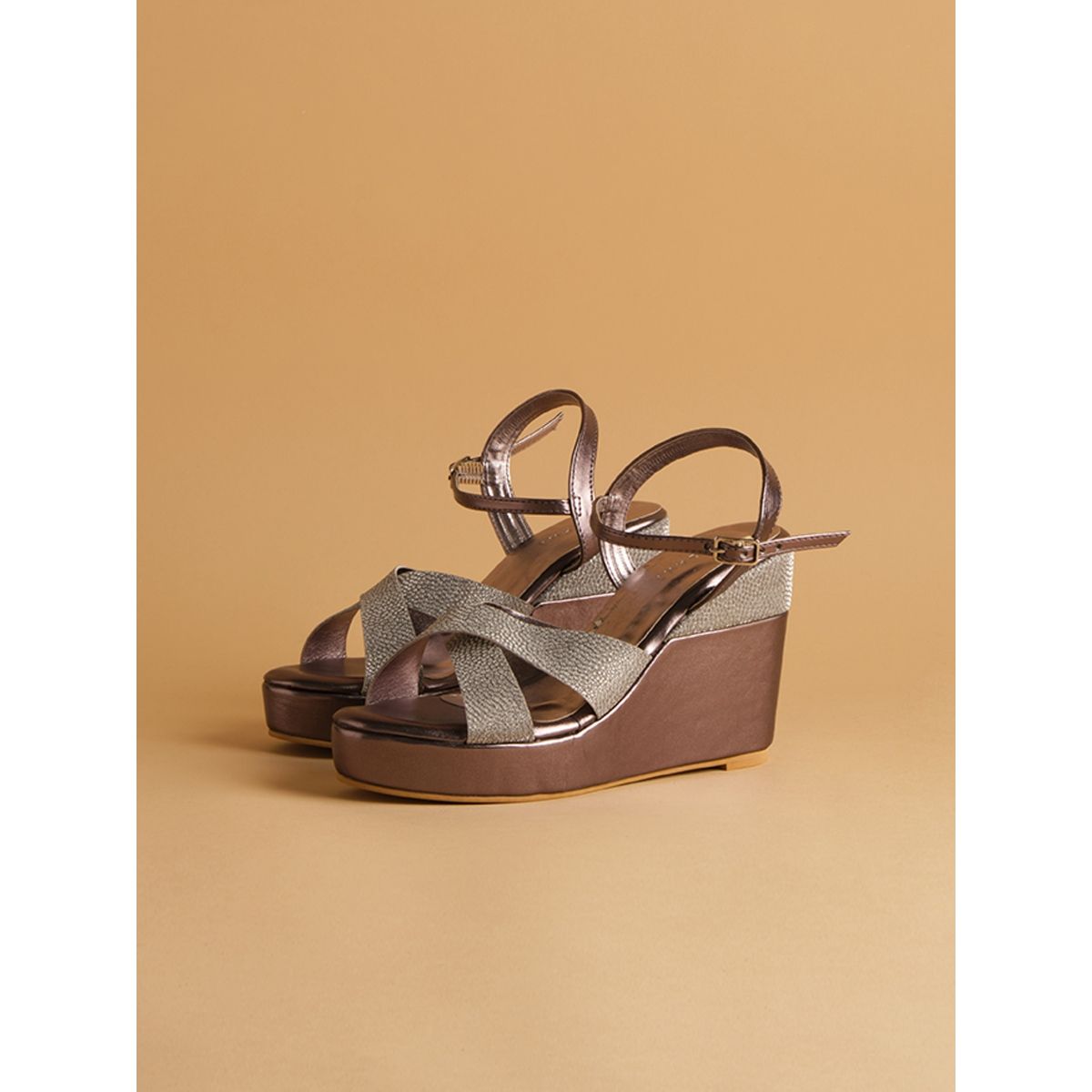 Womens Pedro Garcia brown x Amlul Metallic Leather Finisterre Wedge Sandals  55 | Harrods UK