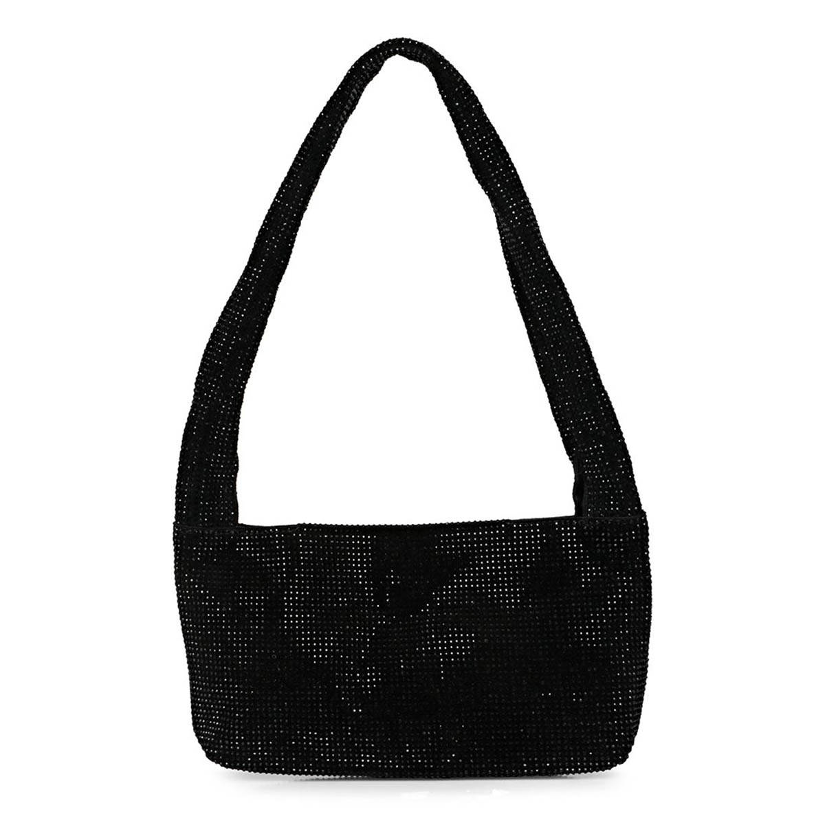 Saint G Alma Crystal Embellished Black Leather Mini Handbags