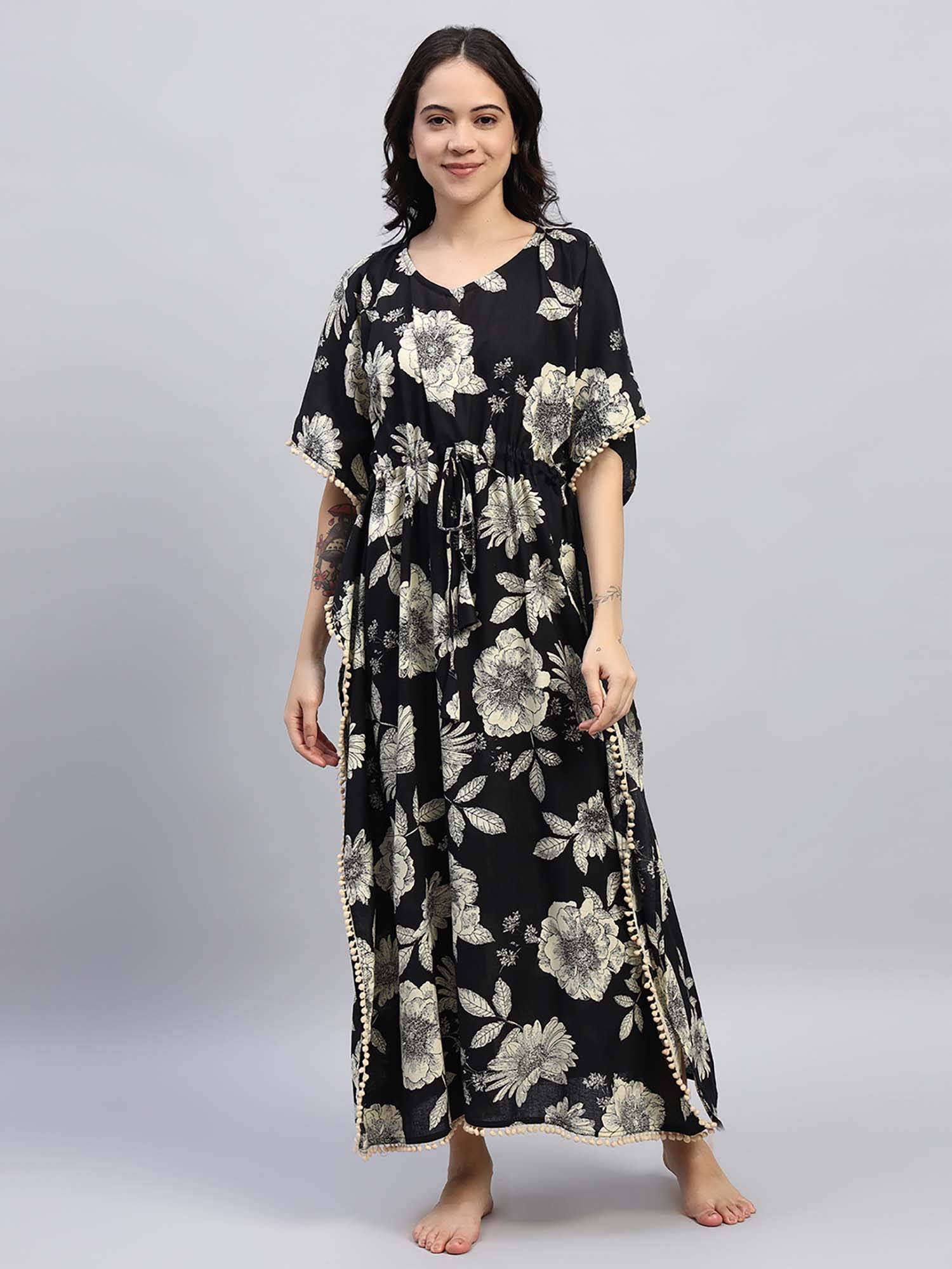 SEPHANI Kaftan Nighty - Black