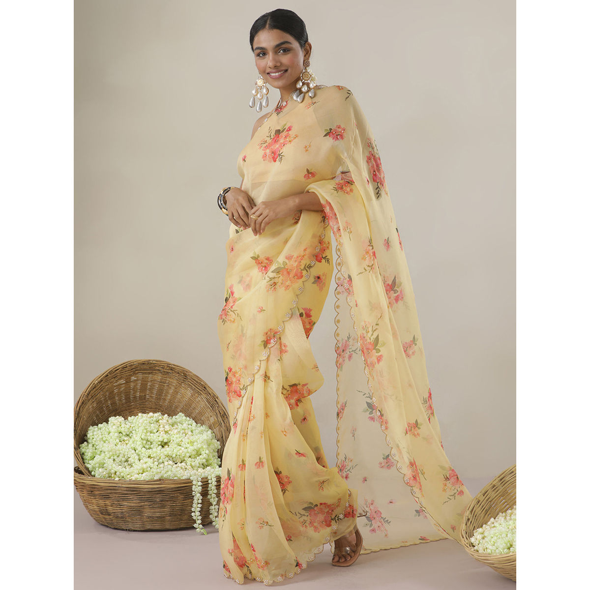 Bright Yellow Silk Saree | Drape Divaa