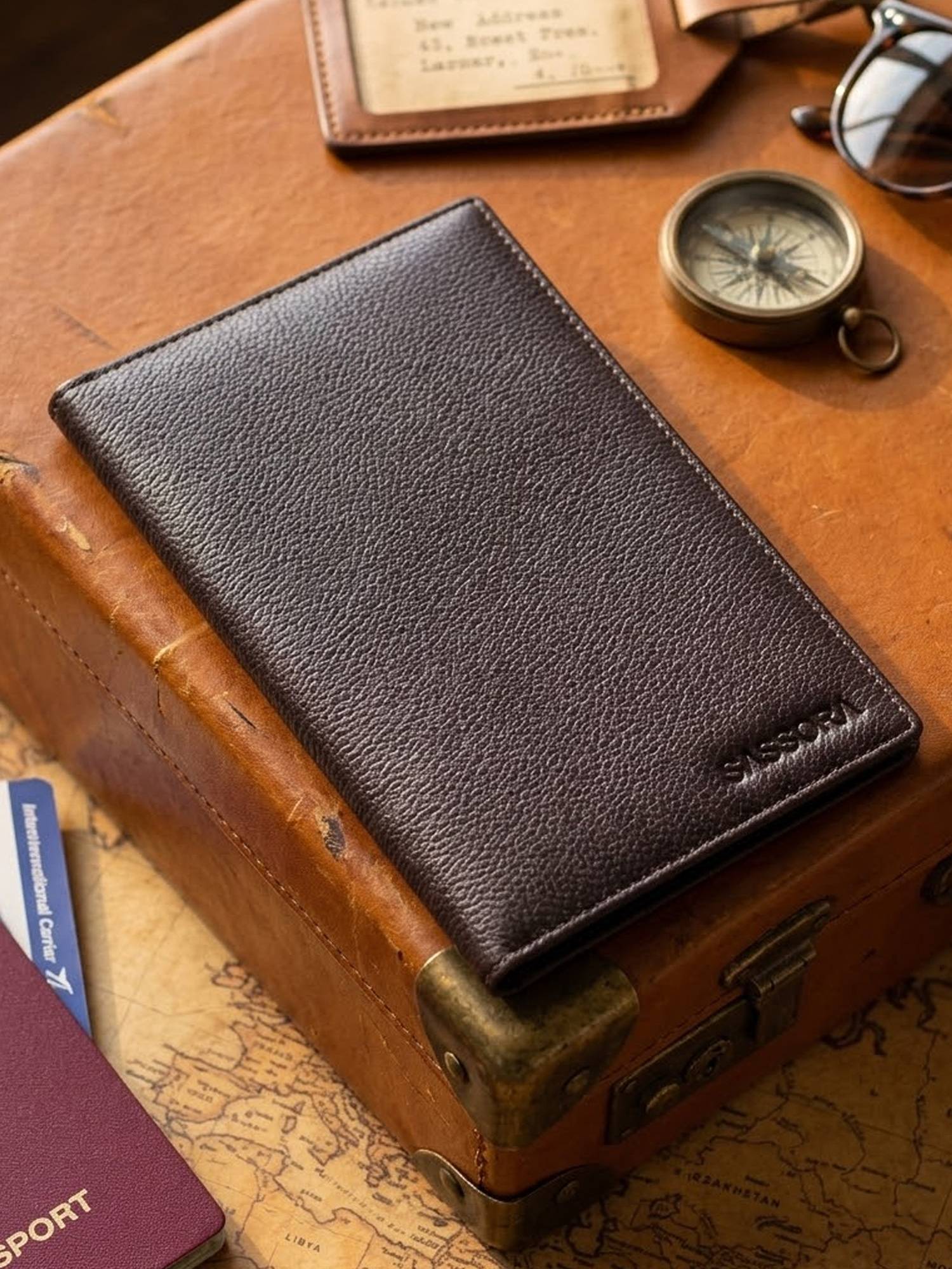 Sassora Genuine Leather RFID Blocking Travel Organizer for Men and Women