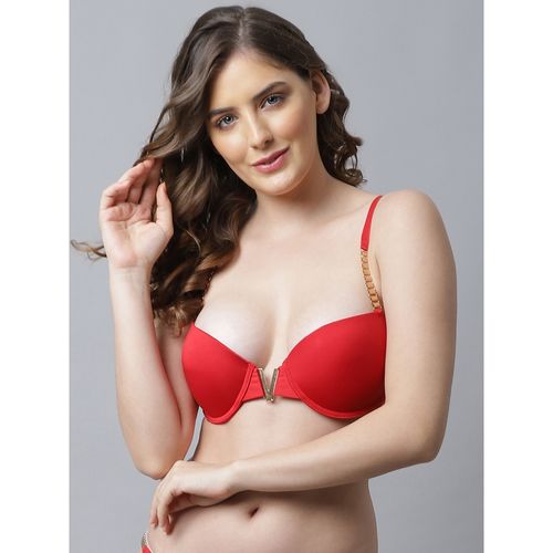Buy Prettycat Beautiful Chain Strap Plunge Bra For Young Women - Red Online