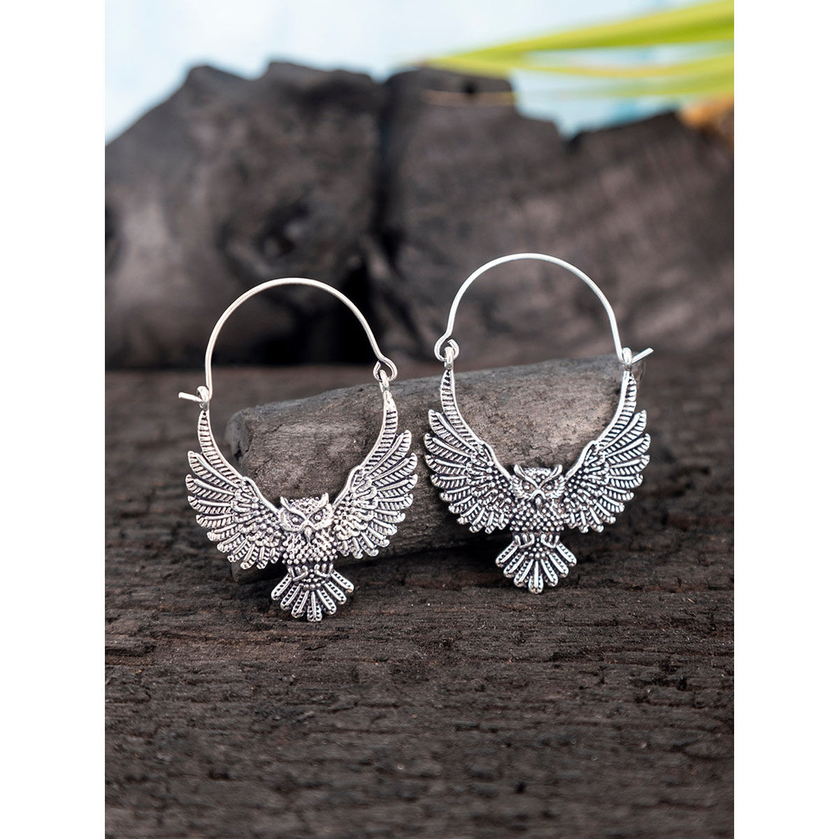 MoMuse  Mother of Pearl Angel Wing Hoop Earrings