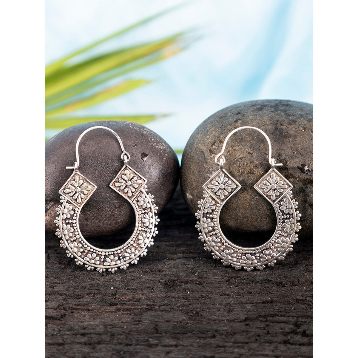 The Minimus Silver Earrings  buy latest hoop Earrings designs online at  best price  KO Jewellery