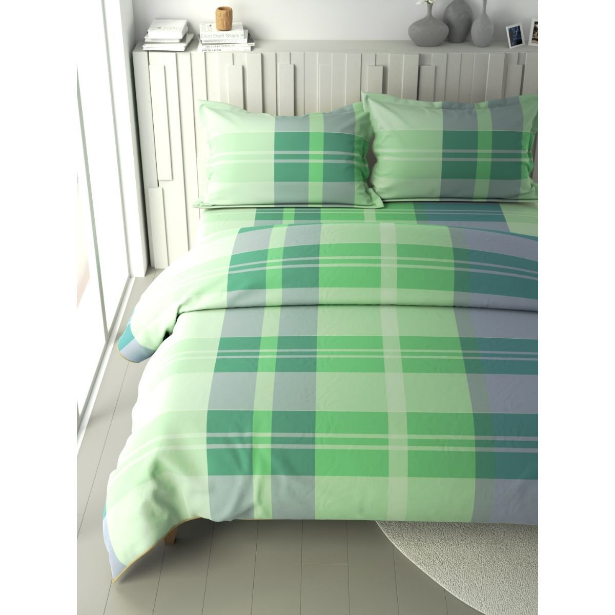 Buy Nautica 100% Premium Cotton Fabric Bedding Set of 4 Checks-Green ...