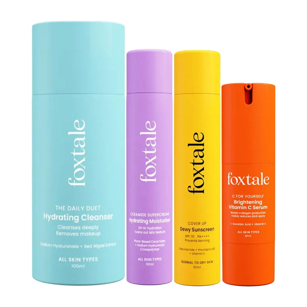 Foxtale Cleanser, Moisturizer, Sunscreen Dewy & Vitamin C Serum Combo Buy Foxtale Cleanser