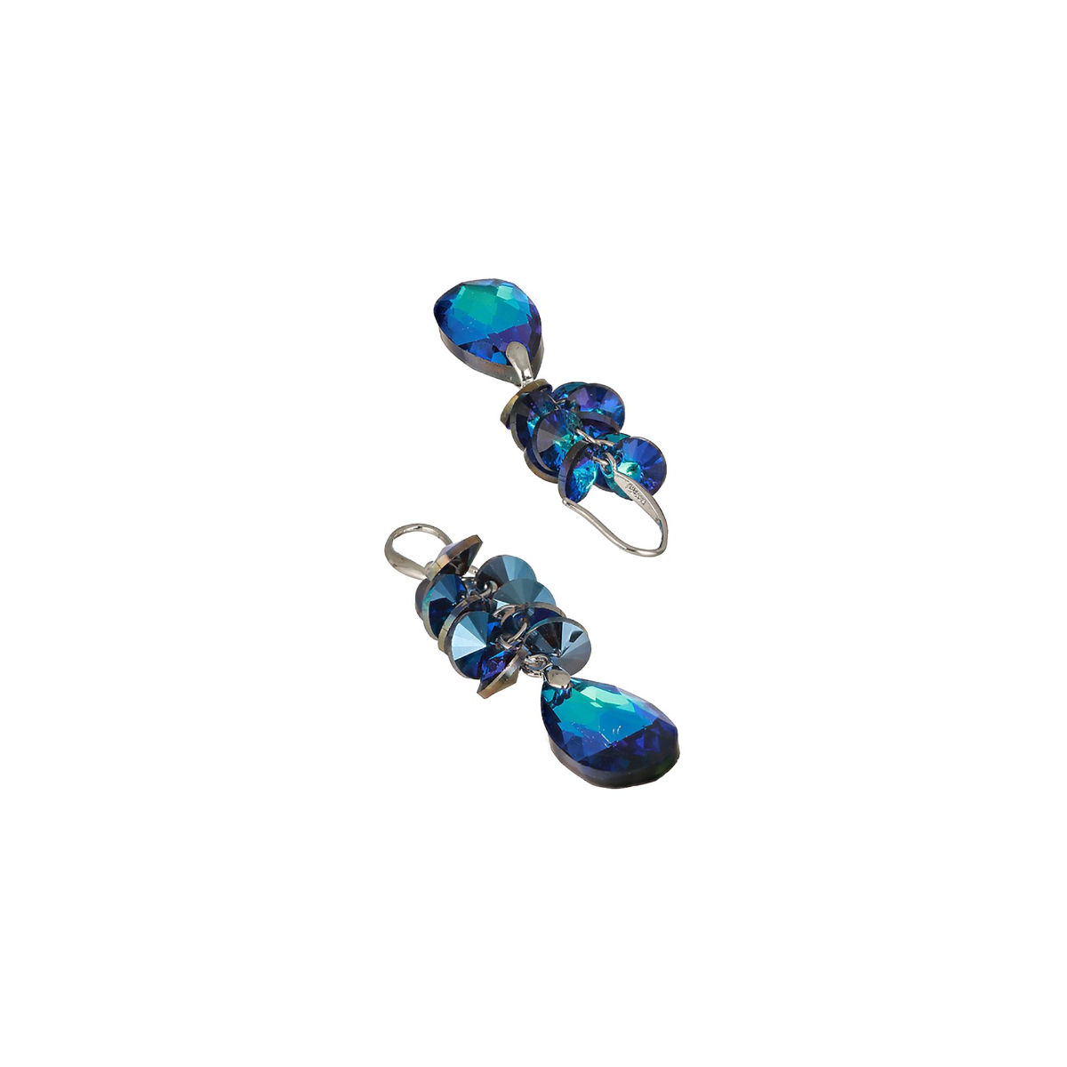 Buy Prita Blue Berry Studded Silver Plated Drop Earrings Online