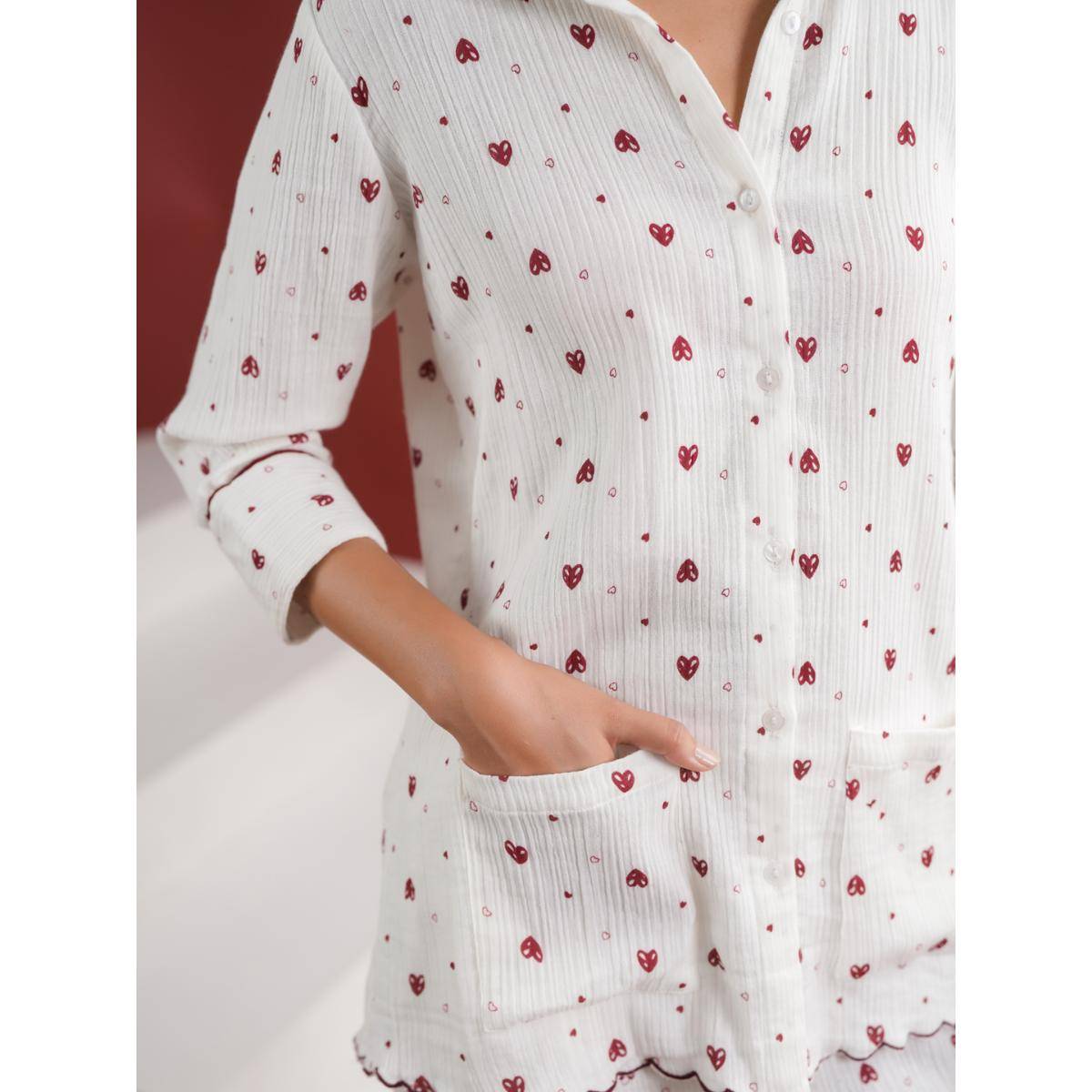 Pyjama Say Buy SAY Women Printed White Shirt and Pyjama Nightwear (Set of 2) Online