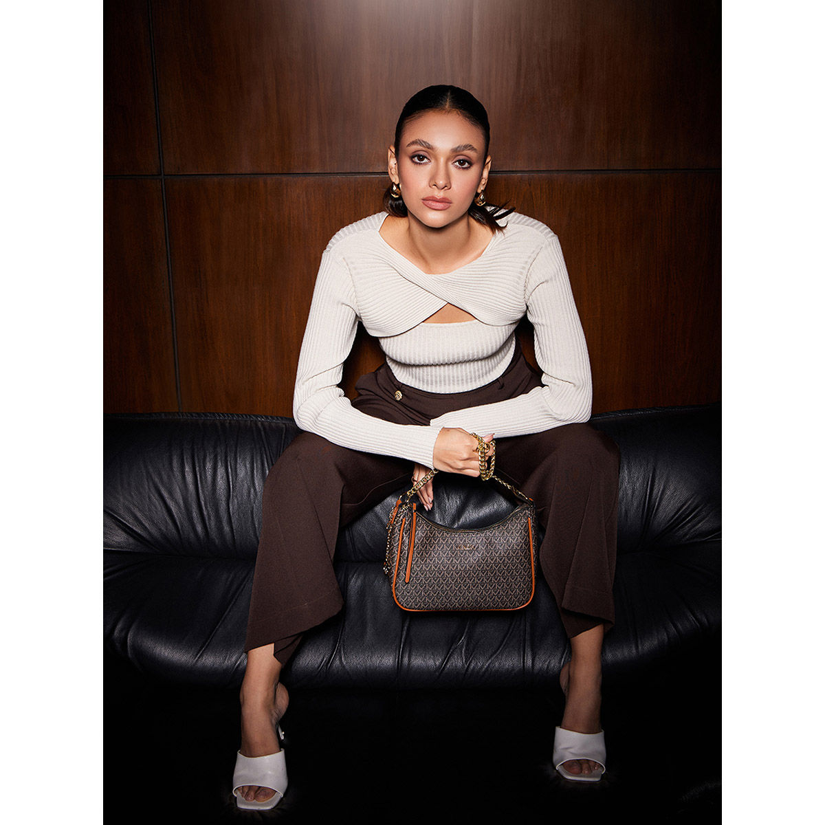 Buy Kazo Brown Signature Shoulder Bag (M) Online