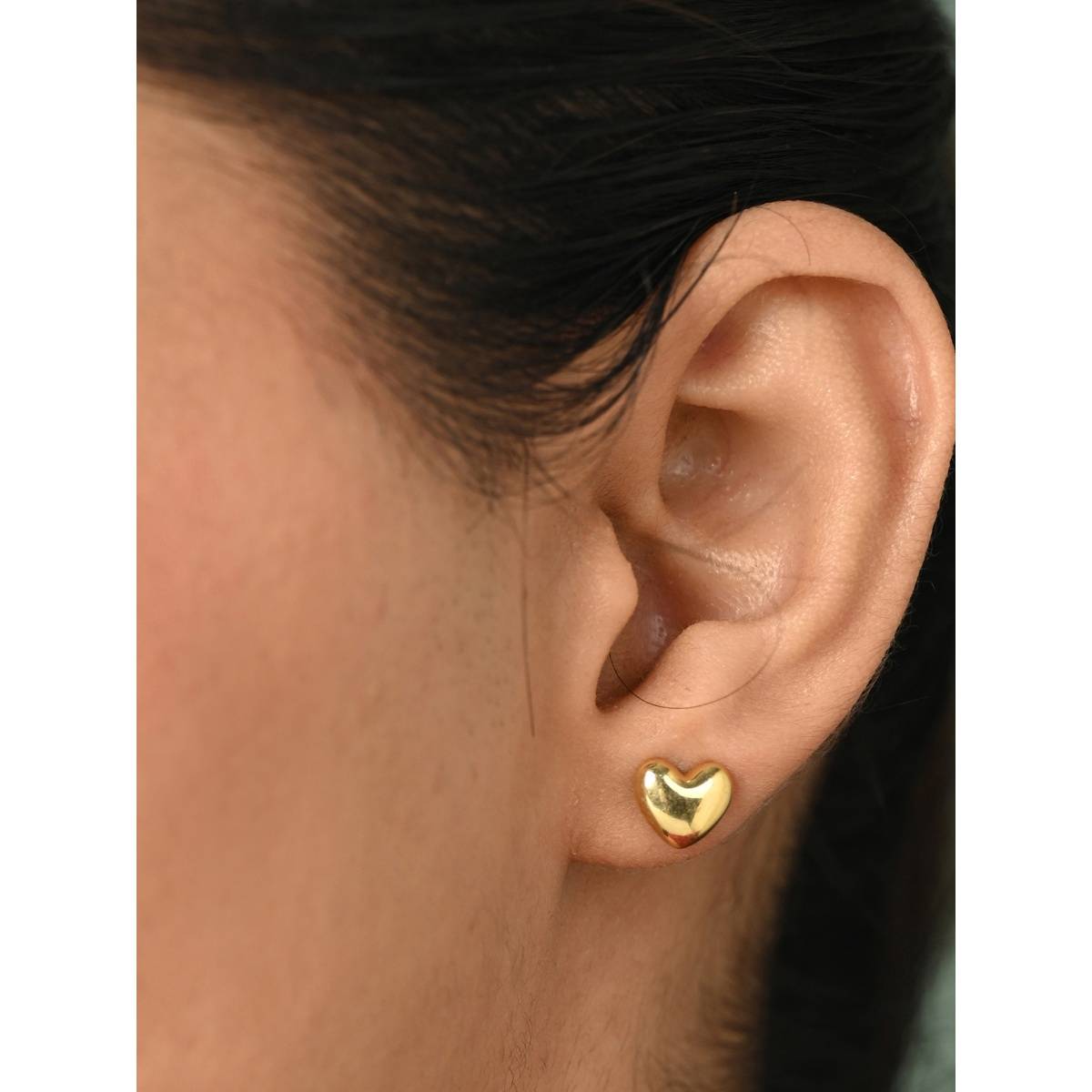 CLARA 925 Sterling Silver Gold Plated Stella Golden Heart Stud Earrings for Women