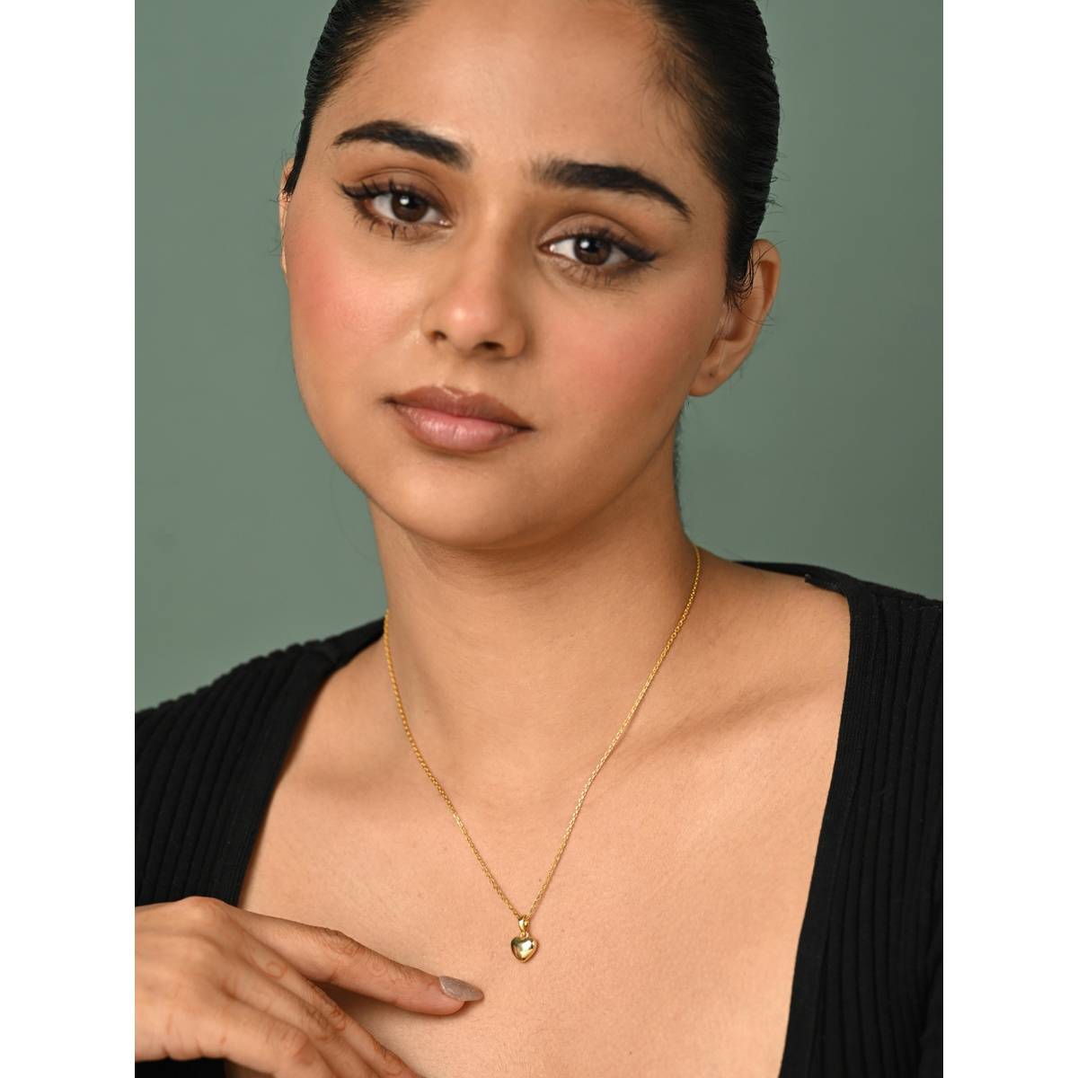 CLARA 925 Sterling Silver Gold Plated Dana Heart Pendant Chain Necklace for Women