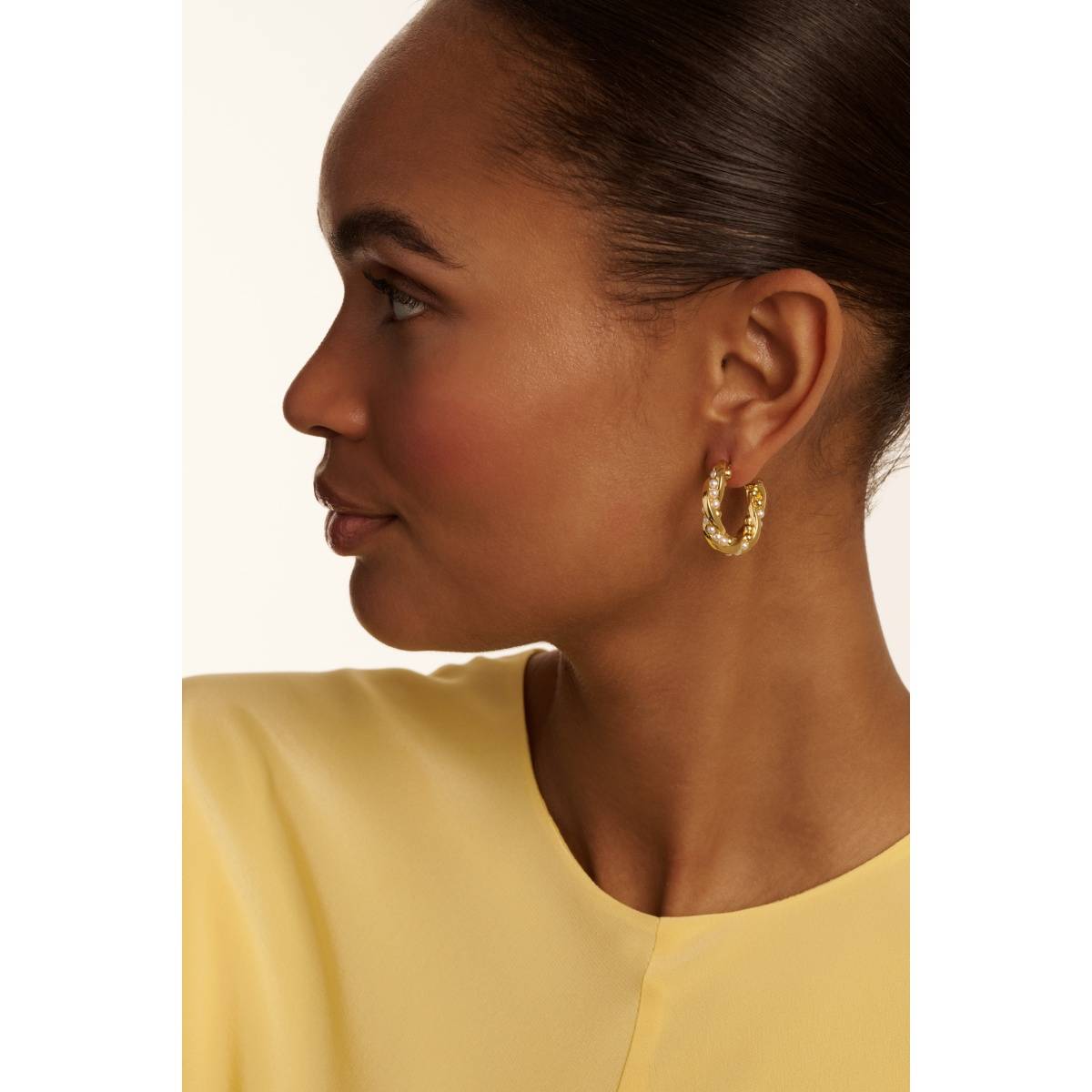 Ted Baker White Twisted Pearl Hoop Earrings
