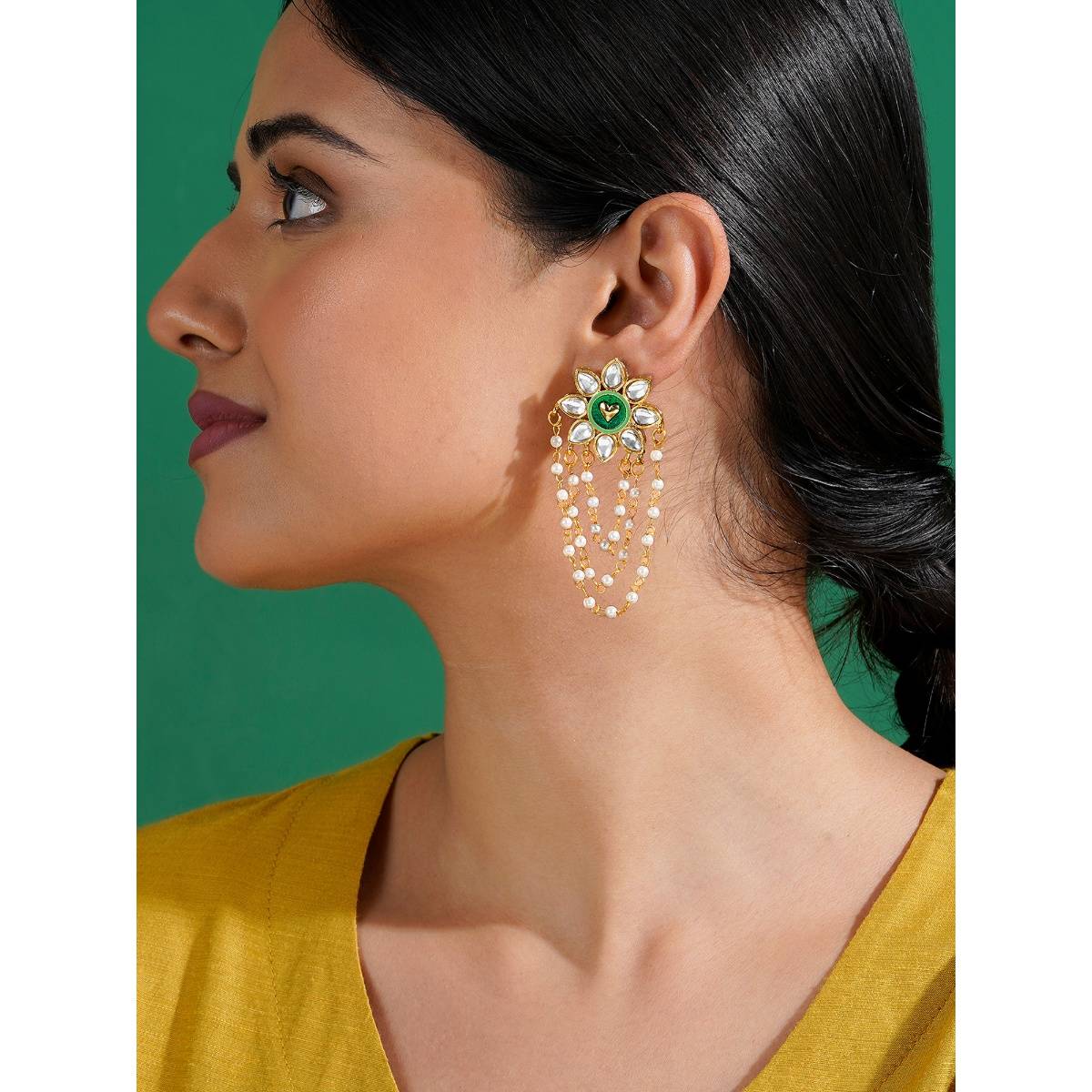 Teejh Dekho Magar Pyaar Se Light Green and Dark Green Truck Art Earrings